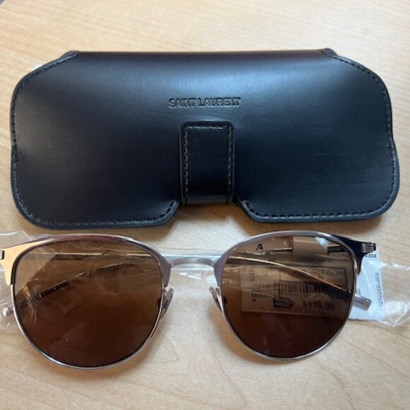 Saint laurent Brown Oval Unisex Sunglasses - Picture 7 of 8